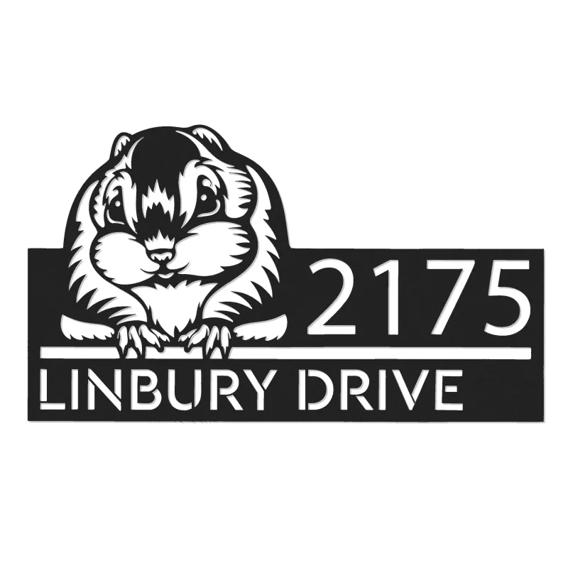 Custom Metal Peeking Flying Squirrel Wild animal wildlife Metal Address Sign, House number, Outdoor Number Signage, Yard Sign Address Plate