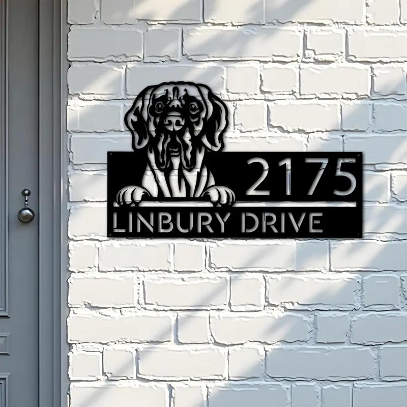 Custom Metal Great Dane dog Cute puppy Metal Address Sign House number Hanging Address Plaque Yard Sign Outdoor decor