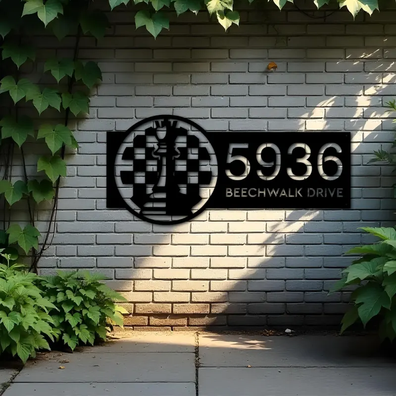 Custom Metal Chess board chess player Metal Address Sign Custom House number Hanging Address Plaque Yard Sign Outdoor