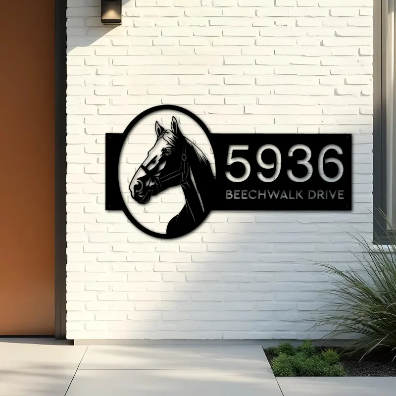 Custom Metal Horse head farm animal ranch Metal Address Sign, House number, Outdoor Number Signage, Yard Sign Address Plate