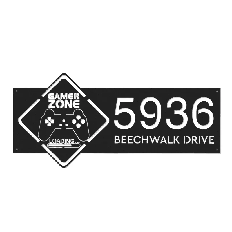 Custom Metal Gamer Zone Metal Address Sign, House number, Outdoor Number Signage, Yard Sign Address Plate