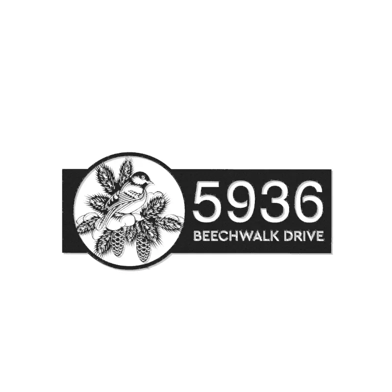 Custom Metal Titmouse bird Metal Address Sign Custom Hanging Address Plaque House number Yard Sign Outdoor Sign