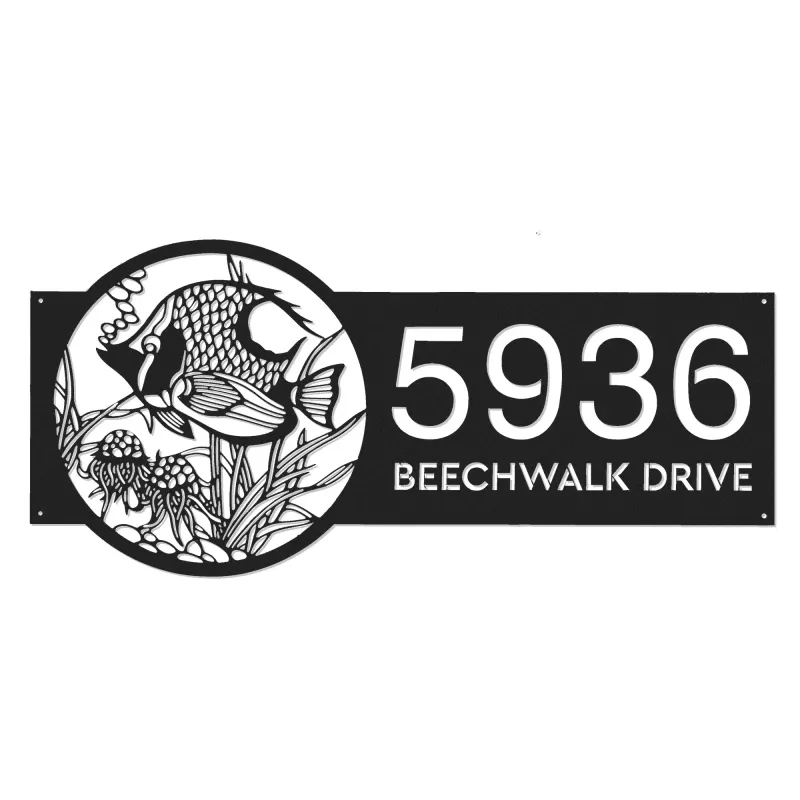 Custom Metal Fish sea life Metal Address Sign, House number, Outdoor Number Signage, Yard Sign Address Plate002