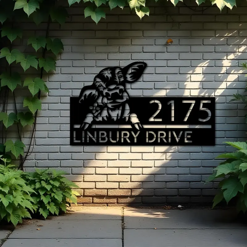 Custom Metal Peeking Calf farm animal ranch Metal Address Sign, House number, Outdoor Number Signage, Yard Sign Address Plate