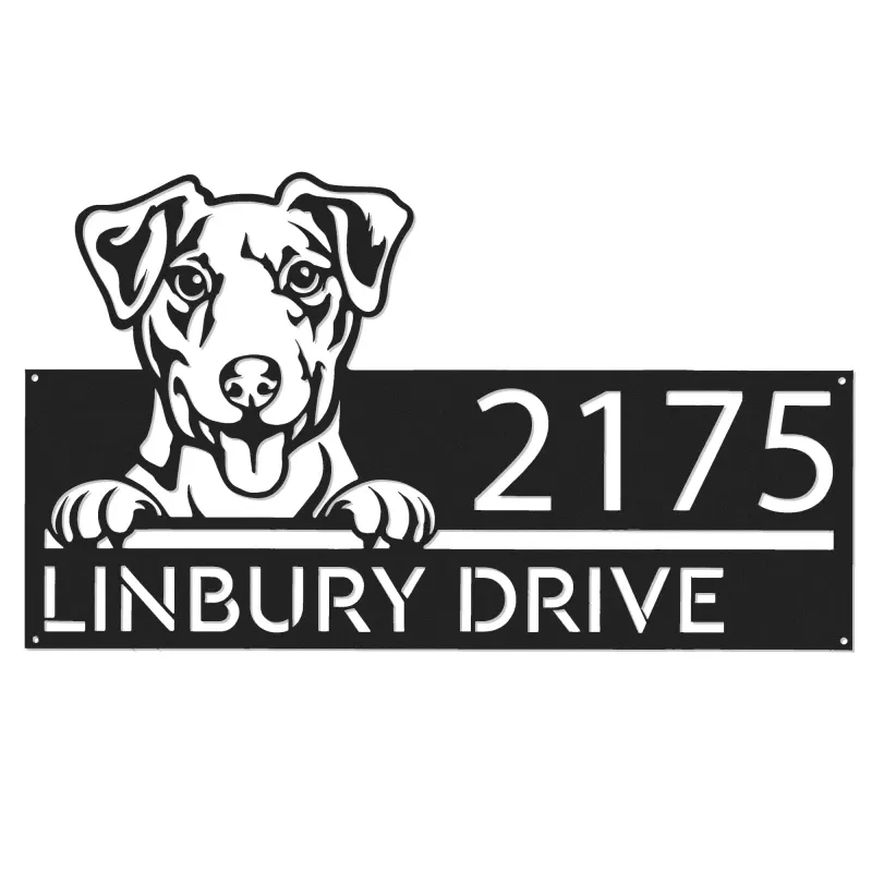Custom Metal Jack Russell dog Cute puppy Metal Address Sign House number Hanging Address Plaque Yard Sign Outdoor decor