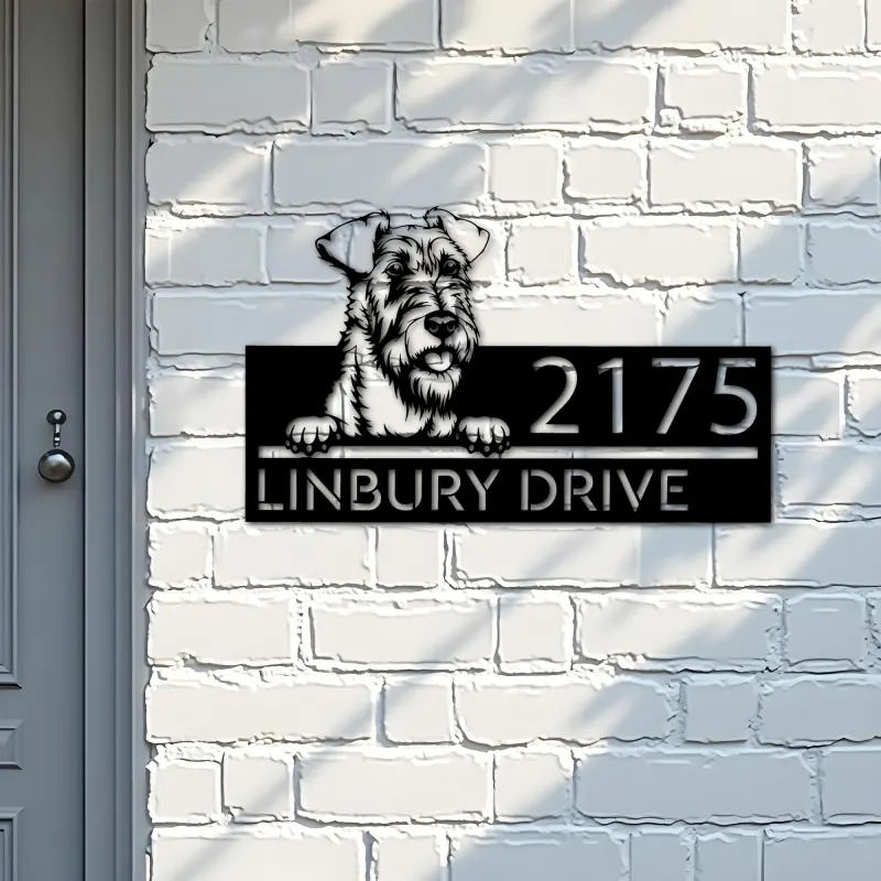 Custom Metal Irish terrier dog Puppy Metal Address Sign House number Hanging Address Plaque Yard Sign Outdoor decor