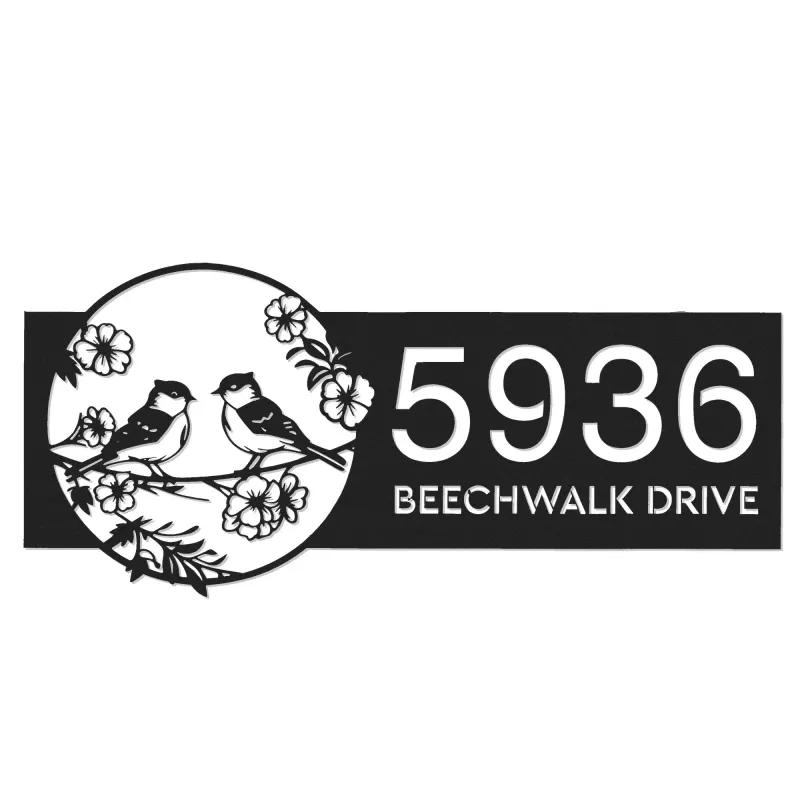 Custom Metal Bird couple Metal Address Sign, House number, Outdoor Number Signage, Yard Sign Address Plate001