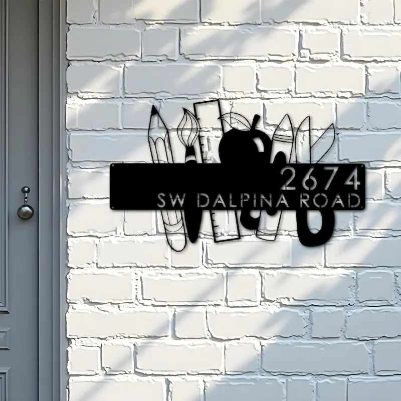 Custom Metal Teacher Back to school learning tools Metal Address Sign, House number, Outdoor Number Signage, Yard Sign Address Plate
