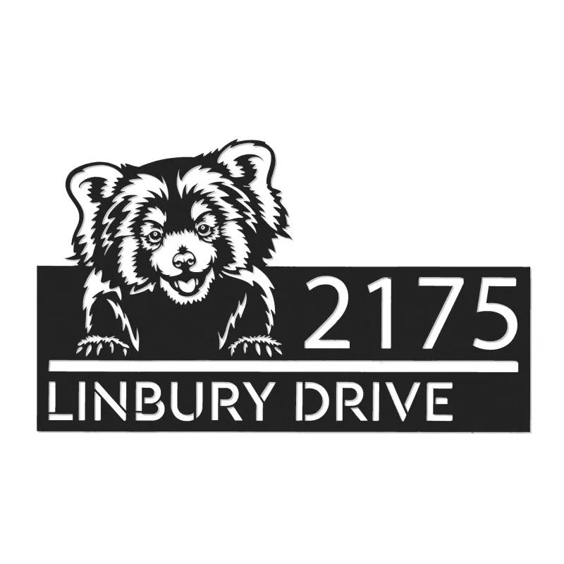 Custom Metal Peeking Red Panda Wild animal wildlife Metal Address Sign, House number, Outdoor Number Signage, Yard Sign Address Plate
