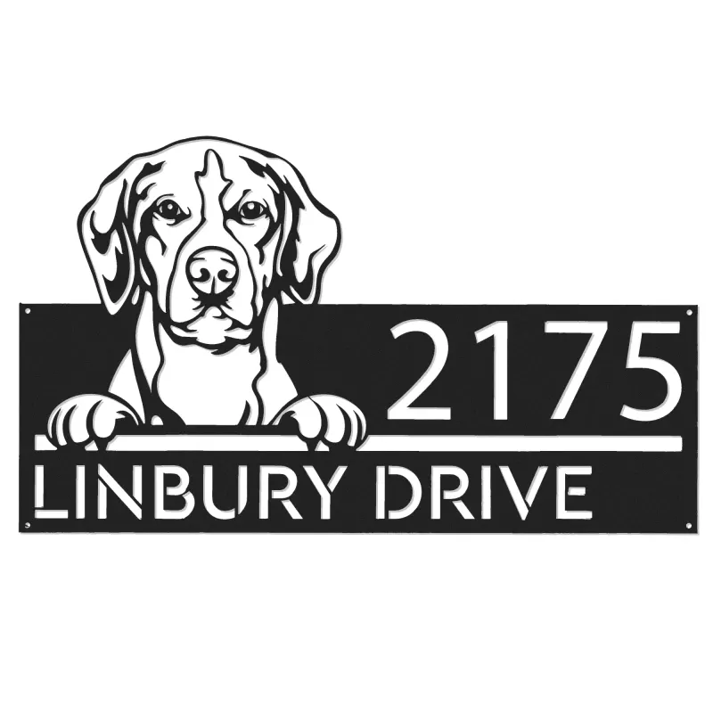 Custom Metal Foxhound dog Puppy Metal Address Sign House number Hanging Address Plaque Yard Sign Outdoor decor