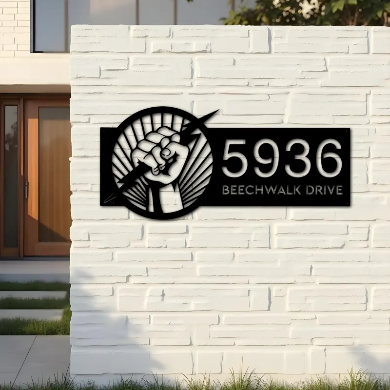 Custom Metal Electrician electrical engineer Metal Address Sign, House number, Outdoor Number Signage, Yard Sign Address Plate