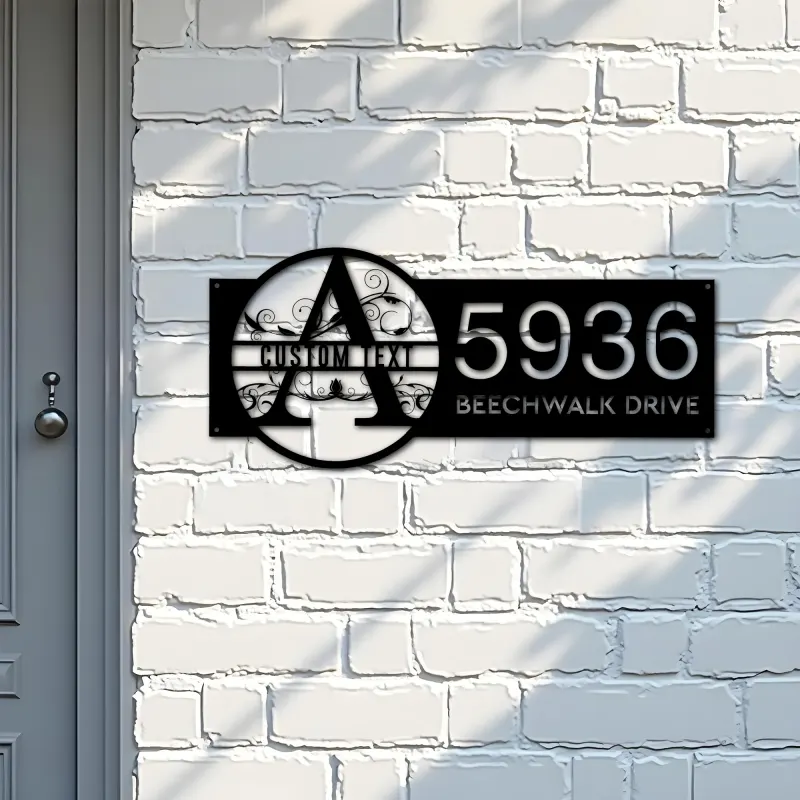 Custom Metal Family name Split Letter Monogram Metal Address Sign, House number, Outdoor Number Signage, Yard Sign Address Plate