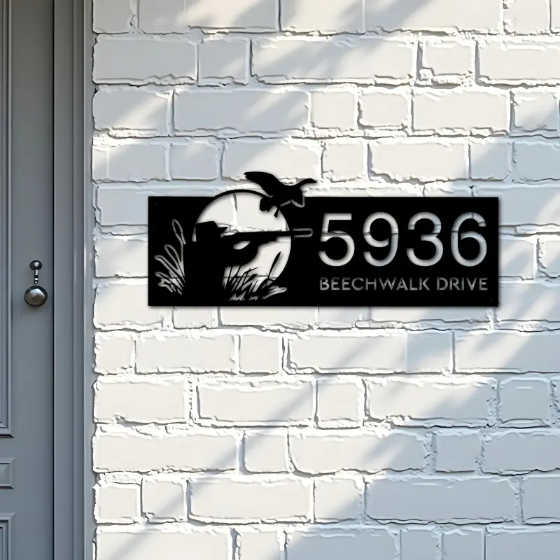 Custom Metal Duck hunting Metal Address Sign, House number, Outdoor Number Signage, Yard Sign Address Plate