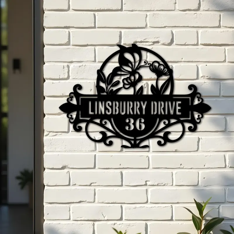 Custom Metal Butterfly flowers Metal Address Sign, House number, Outdoor Number Signage, Yard Sign Address Plate001