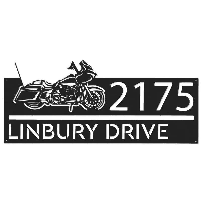 Custom Metal Motobike motocycle Biker Metal Address Sign, House number, Outdoor Number Signage, Yard Sign Address Plate