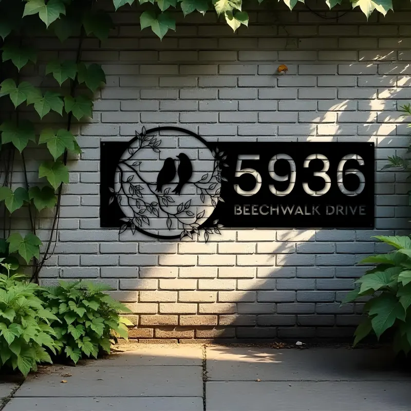 Custom Metal Birds couple Metal Address Sign, House number, Outdoor Number Signage, Yard Sign Address Plate