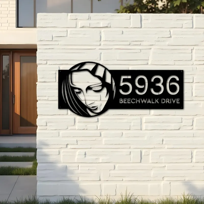 Custom Metal Virgin Mary Christian Metal Address Sign, House number, Outdoor Number Signage, Yard Sign Address Plate