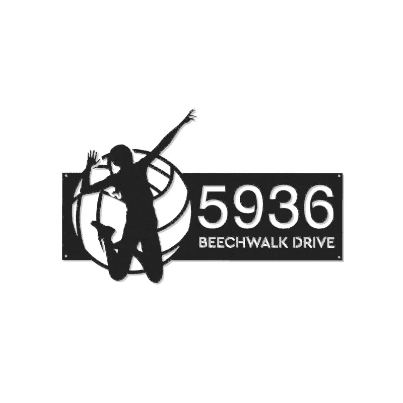 Custom Metal Volleyball player Metal Address Sign, House number, Outdoor Number Signage, Yard Sign Address Plate