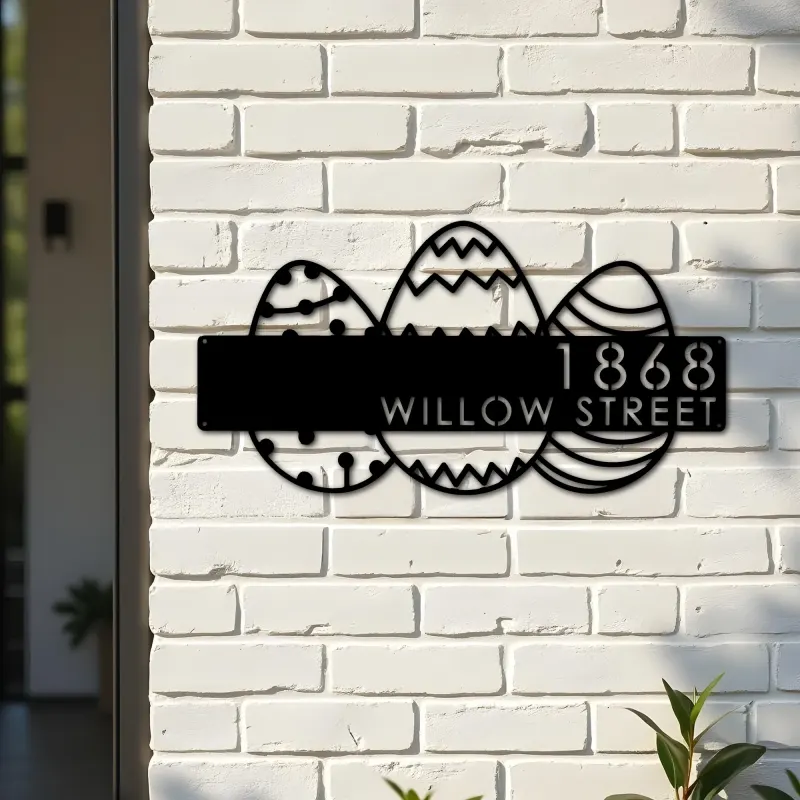 Custom Metal Easter eggs Metal Address Sign, House number, Outdoor Number Signage, Yard Sign Address Plate