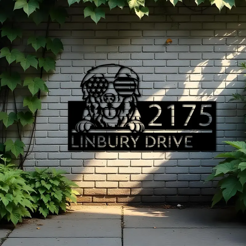 Custom Metal Great Pyrenees Dog Cute puppy Metal Address Sign House number Hanging Address Plaque Yard Sign Outdoor decor