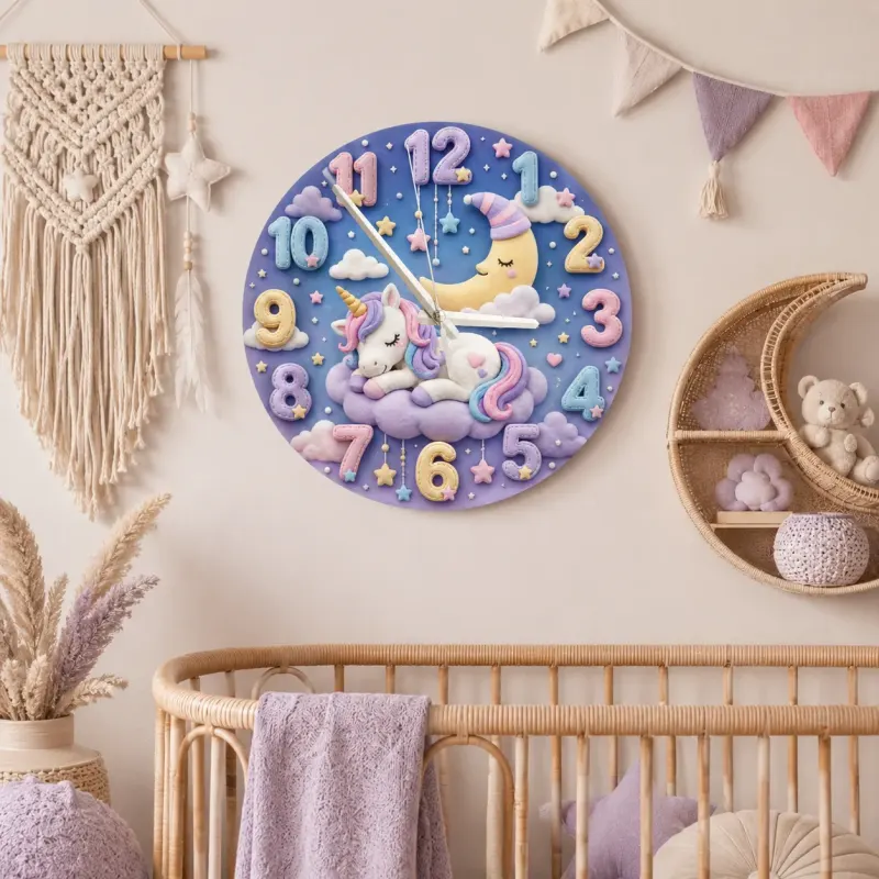 Magical Sleeping Unicorn Kids Room Wall Clock