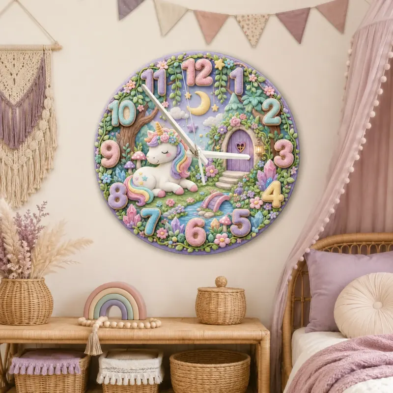 Magical Sleeping Unicorn Kids Room Wall Clock