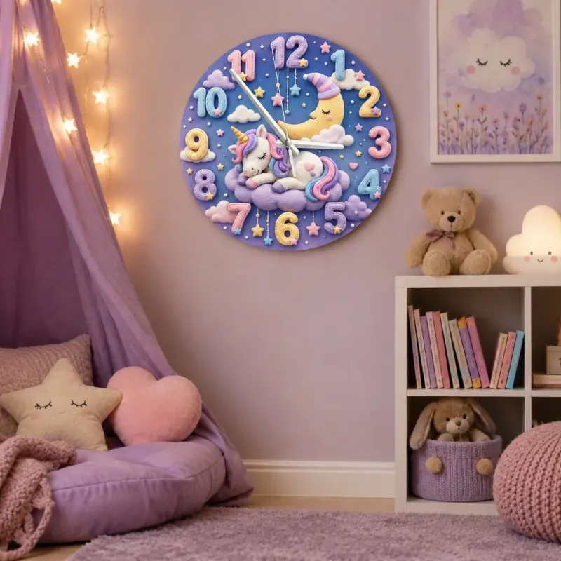Magical Sleeping Unicorn Kids Room Wall Clock