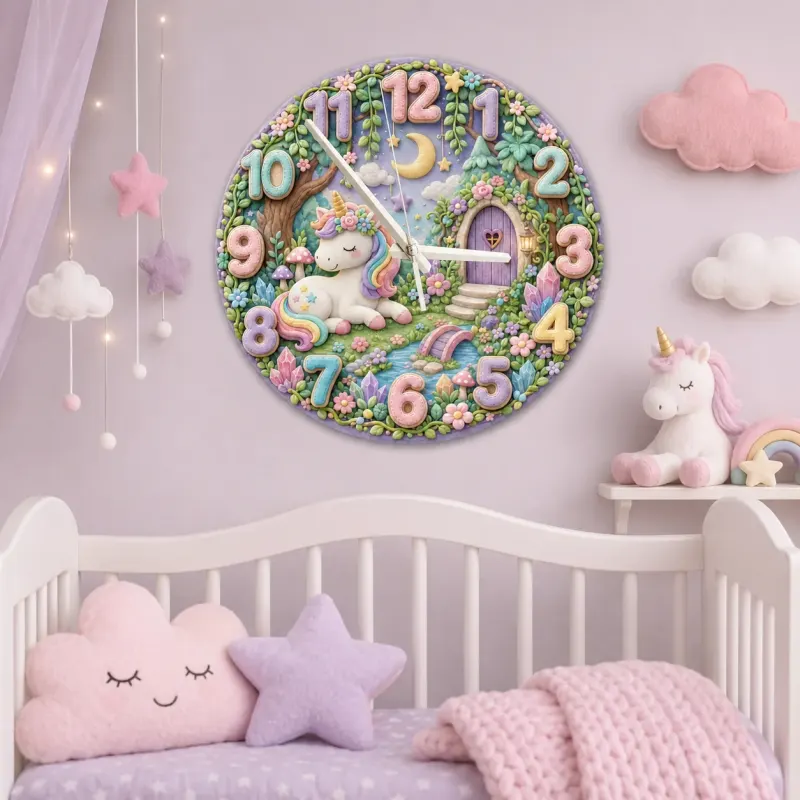 Magical Sleeping Unicorn Kids Room Wall Clock
