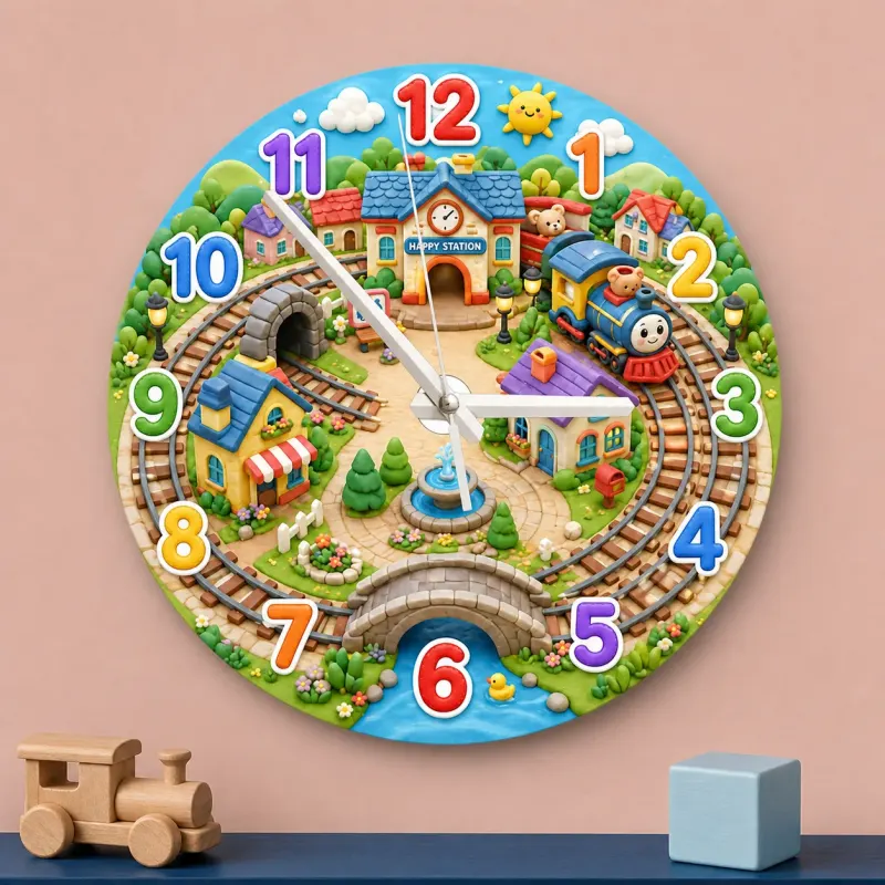 Colorful Railway Nursery Art Decor