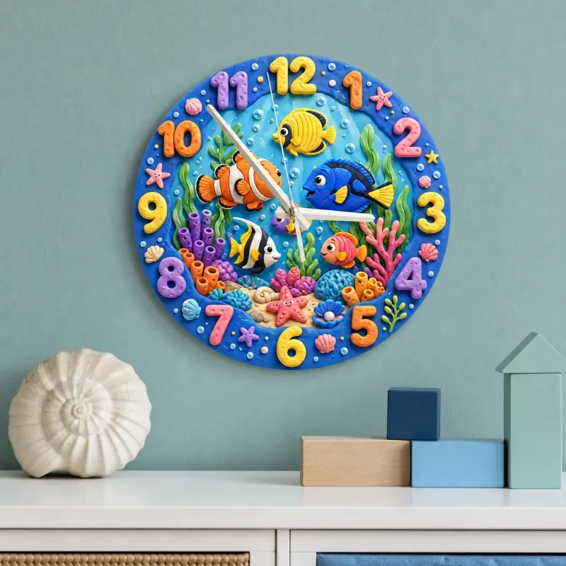 Underwater Ocean Fish Kids Room Wall Clock