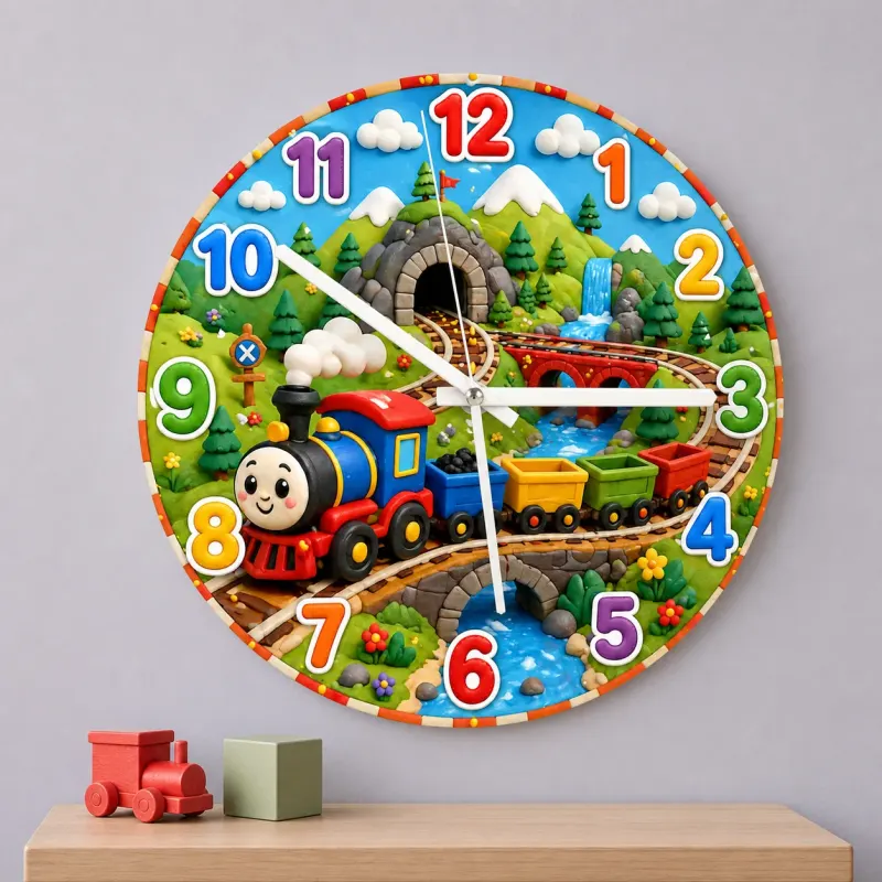 Smiling Toy Train Kids Room Wall Clock