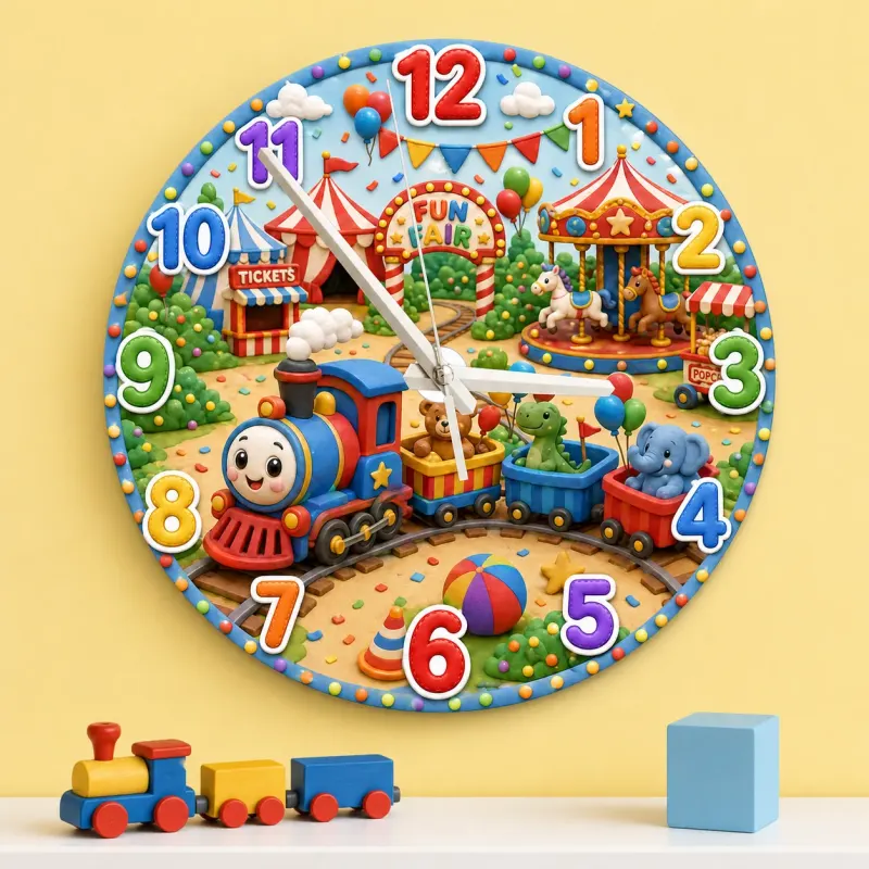 Fun Fair Train Kids Room Wall Clock