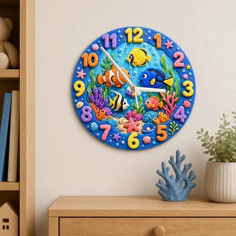 Underwater Ocean Fish Kids Room Wall Clock