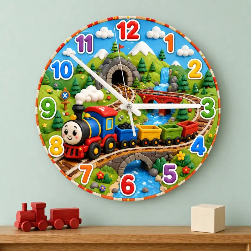 Smiling Toy Train Kids Room Wall Clock