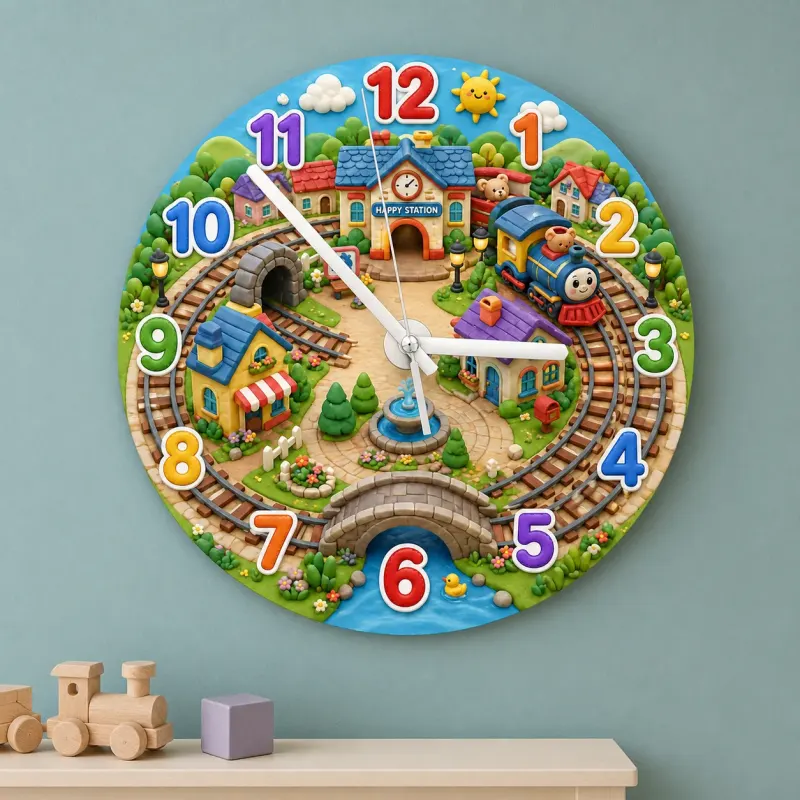 Colorful Railway Nursery Art Decor
