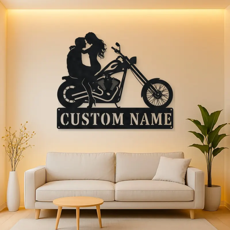 Personalized Chopper Couple Metal Wall Art