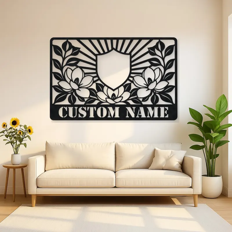 Personalized Magnolia Monogram Metal Wall Art