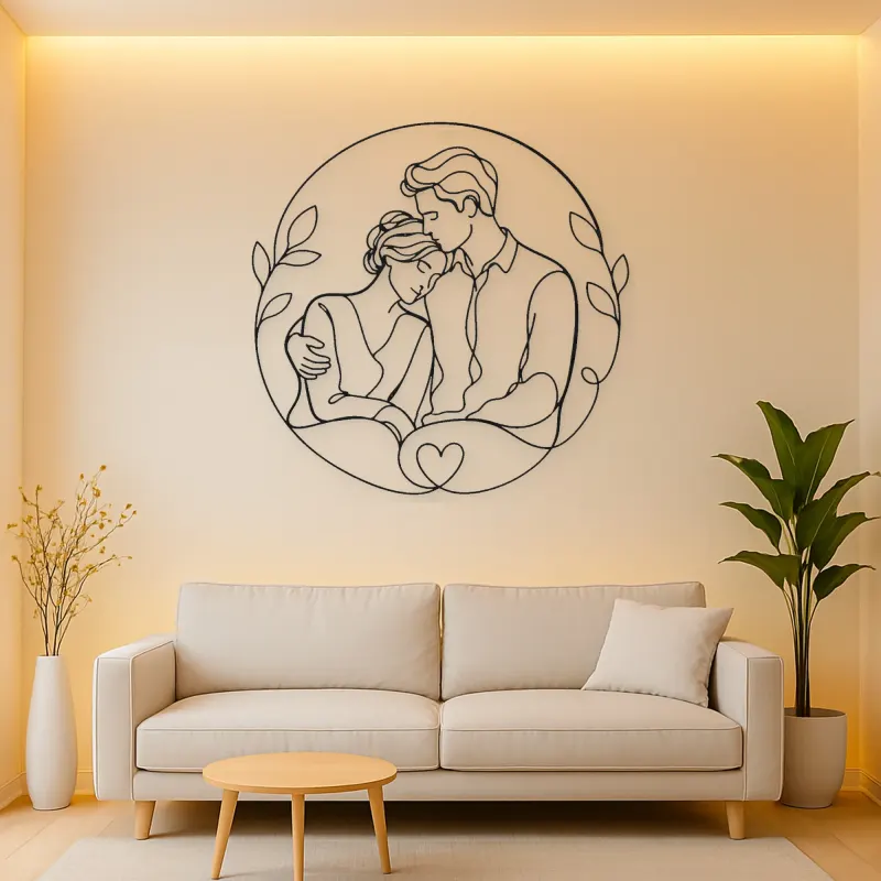 Shoulder Rest Lovers Metal Wall Art | Romantic Couple Decor