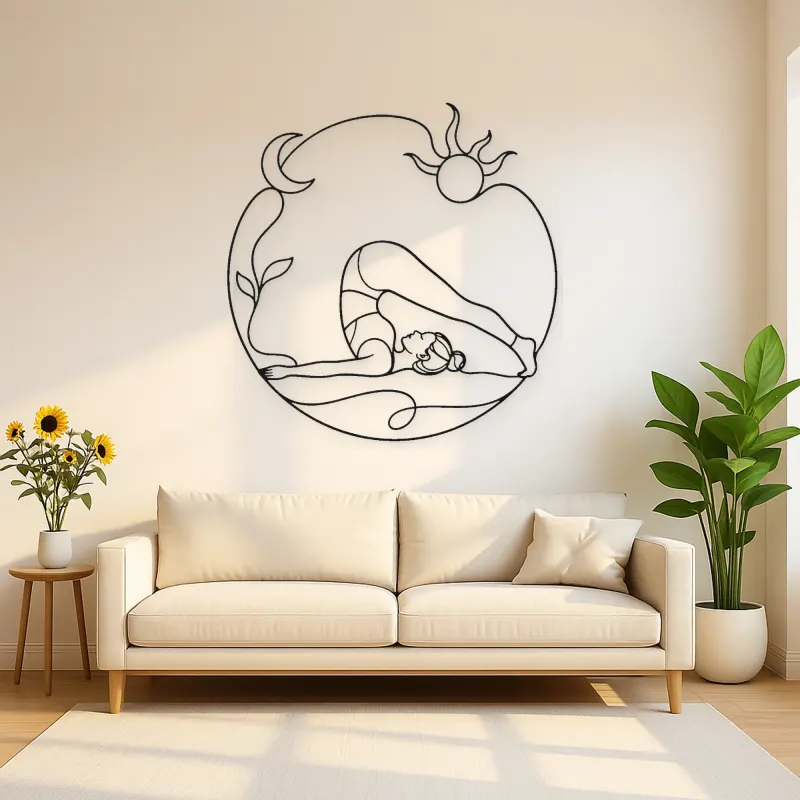 Plow Pose Curve Metal Wall Art | Yoga and Meditation Wall Decor