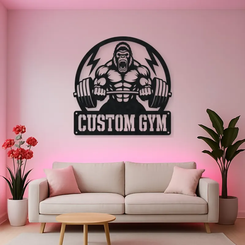 Personalized Gorilla Powerlifting Metal Wall Art for Gym Decor
