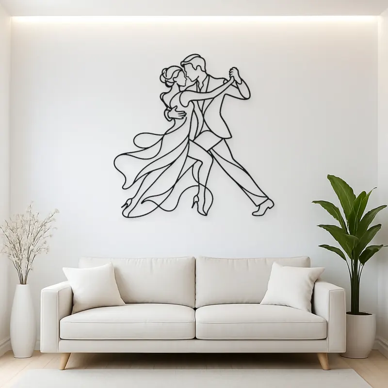 Tango Close Embrace Metal Wall Art | Couple Dance Wall Decor