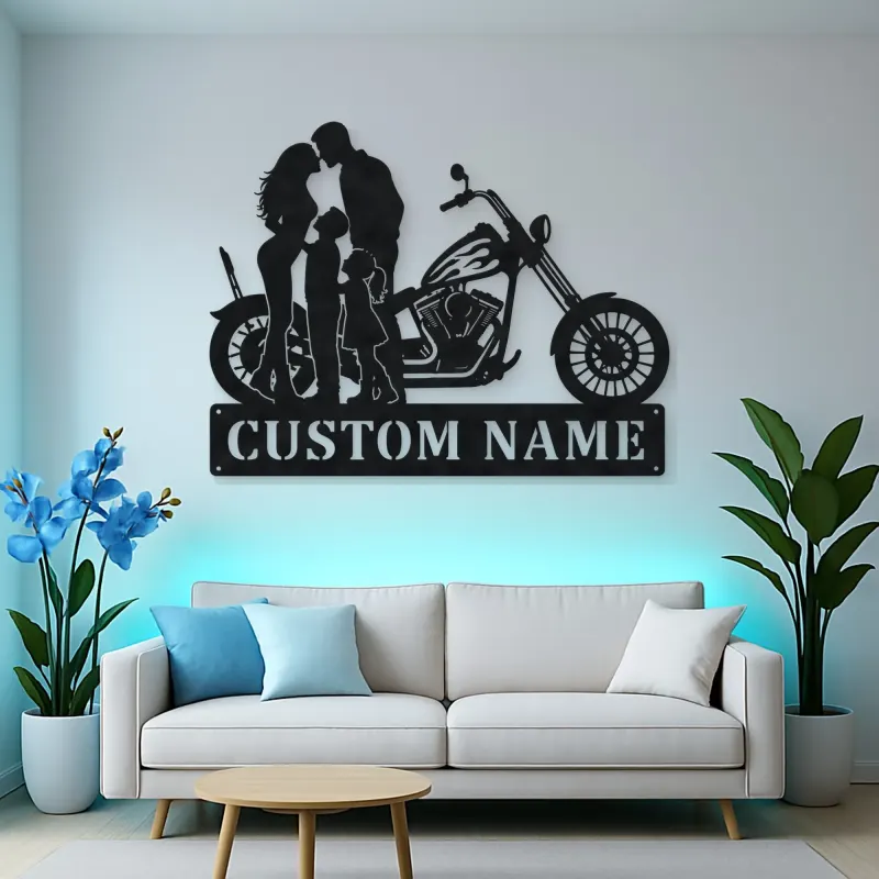 Personalized Chopper Family of Four Metal Wall Art