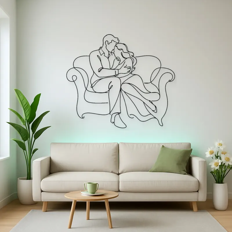 Couch Cuddle Pair Metal Wall Art | Romantic Couple Decor