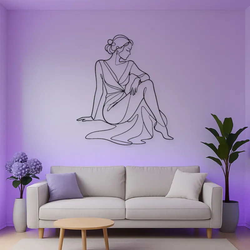 Seated Evening Muse Metal Wall Art | Fashion Figure Wall Decor