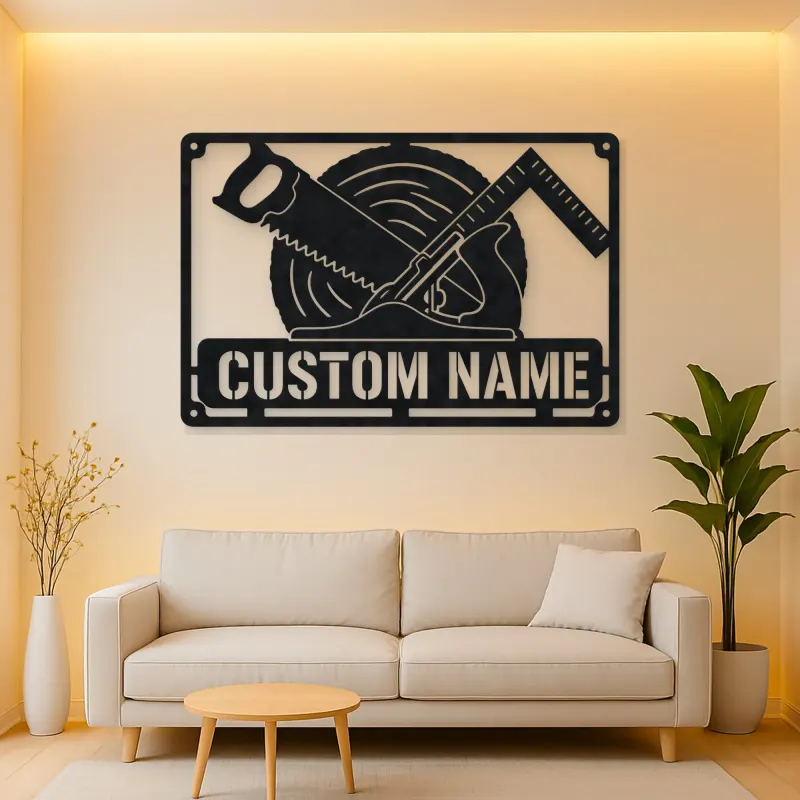 Personalized Carpenter Tools Metal Wall Art with Saw Blade