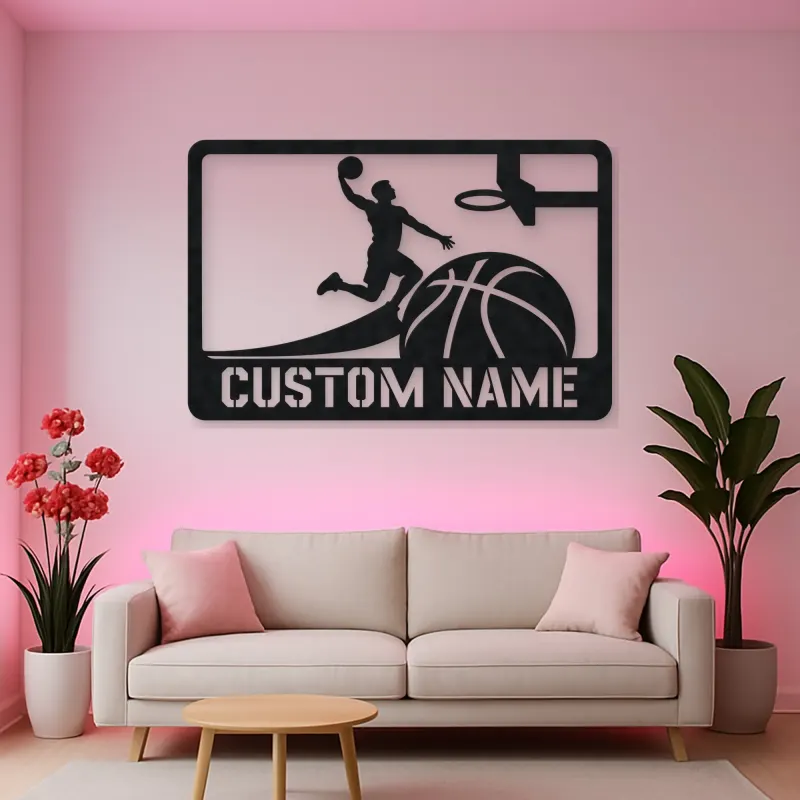 Personalized Basketball Slam Dunk Metal Wall Art