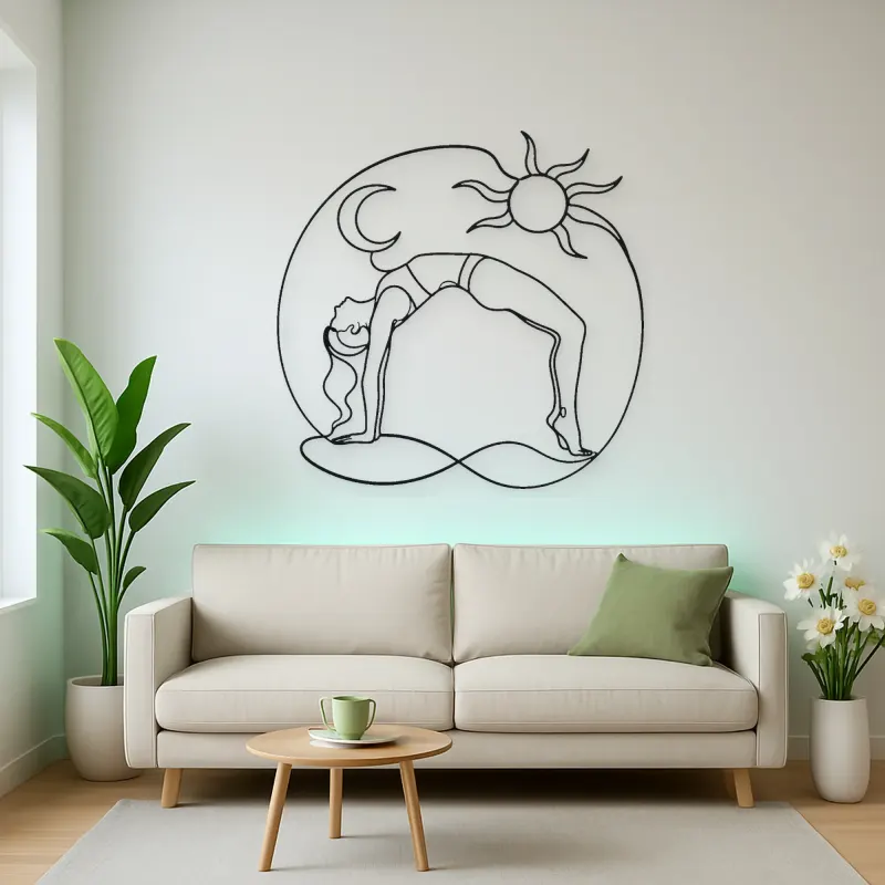 Wheel Pose Energy Metal Wall Art | Yoga and Meditation Wall Decor
