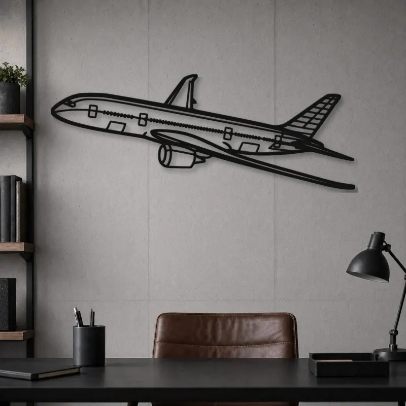 Silhouette d'avion en métal 787 Angle, Décoration murale aéronautique