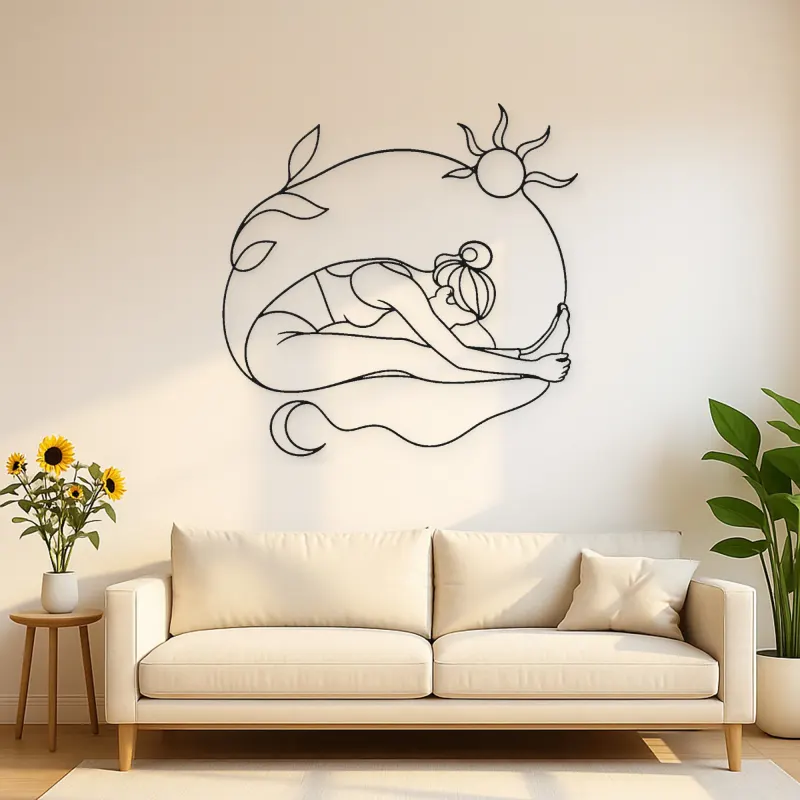 Seated Forward Fold Metal Wall Art | Yoga and Meditation Wall Decor