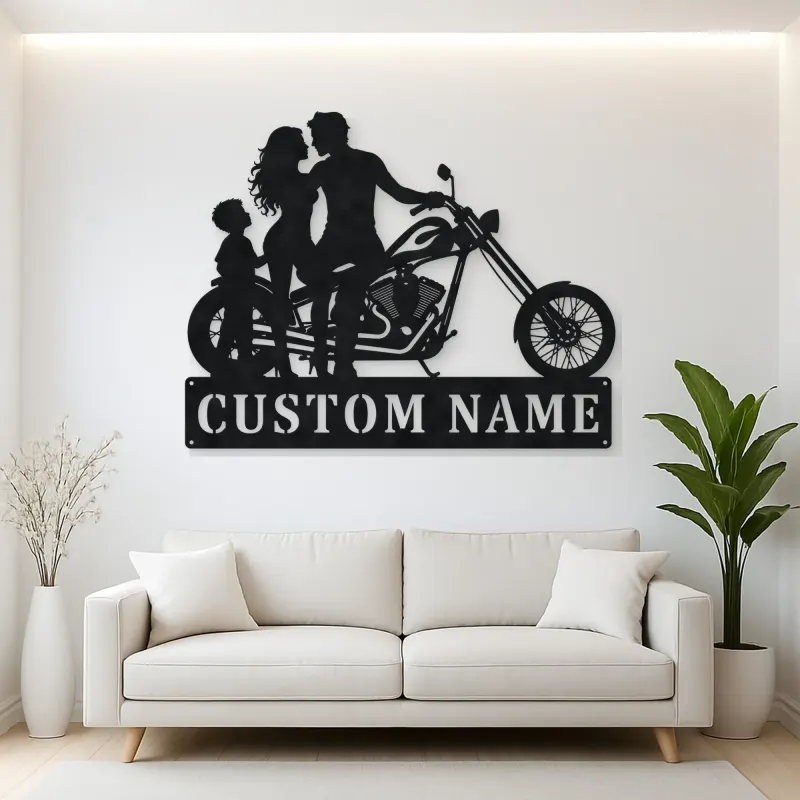 Personalized Chopper Family of Three Metal Wall Art